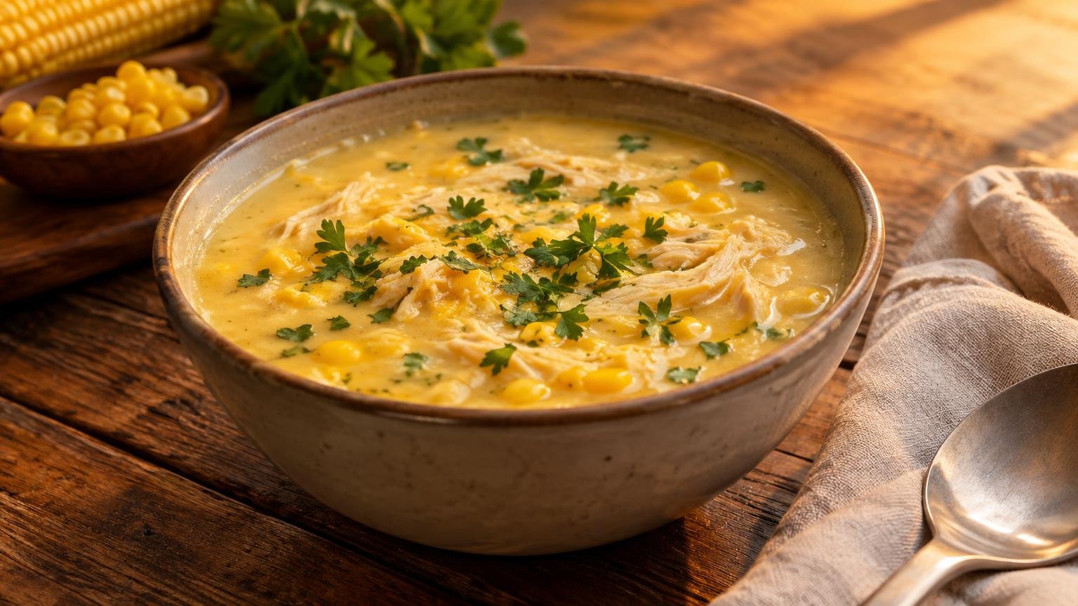 Sopa Cremosa de Milho com Frango