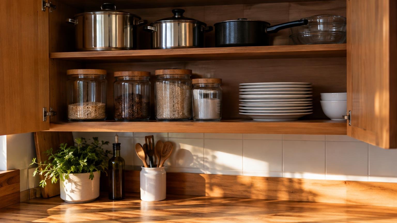 O que você usa todo dia está na prateleira mais alta da cozinha — e isso dá para resolver numa tarde