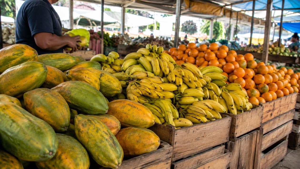 A fruta da época é mais barata, mais saborosa — e a própria feira te conta qual é