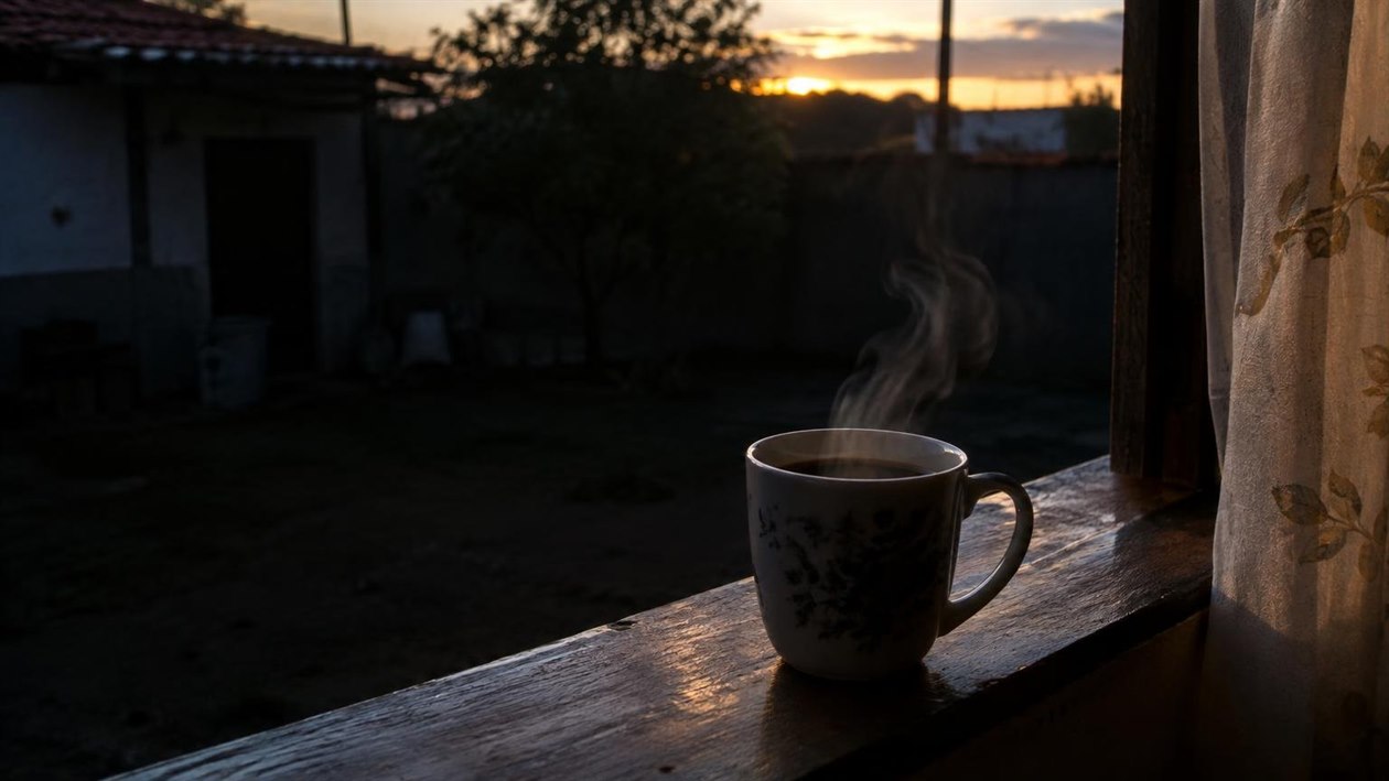 A primeira hora do dia, antes de a casa acordar