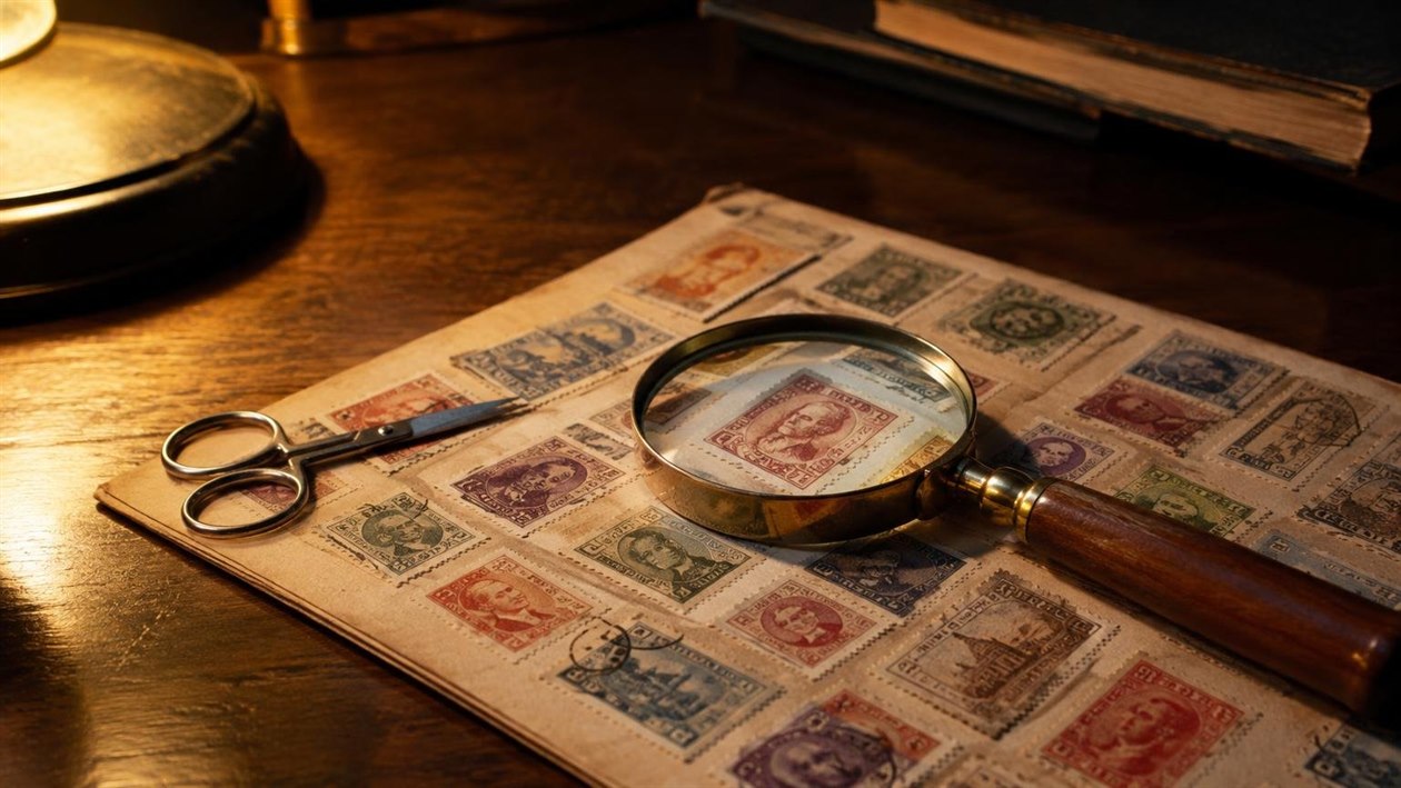 O selo de carta já veio sem picote — e era preciso ter uma tesoura à mão