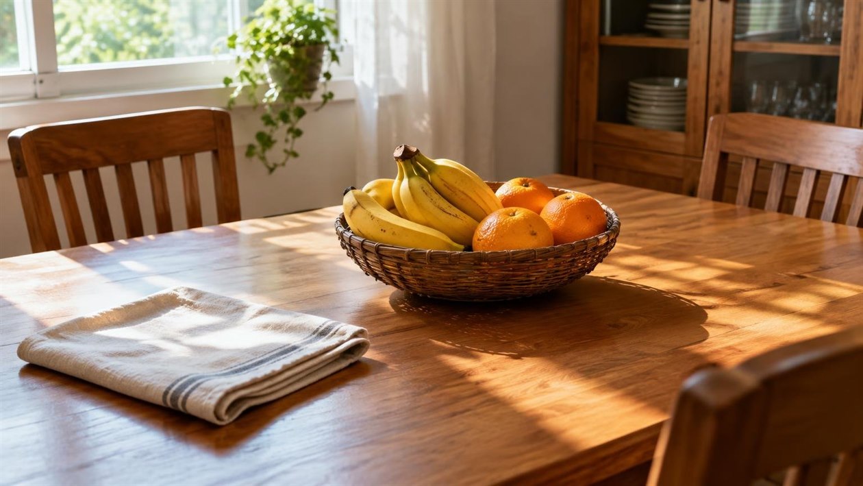 A mesa de jantar virou depósito da casa — e dá para recuperá-la numa tarde