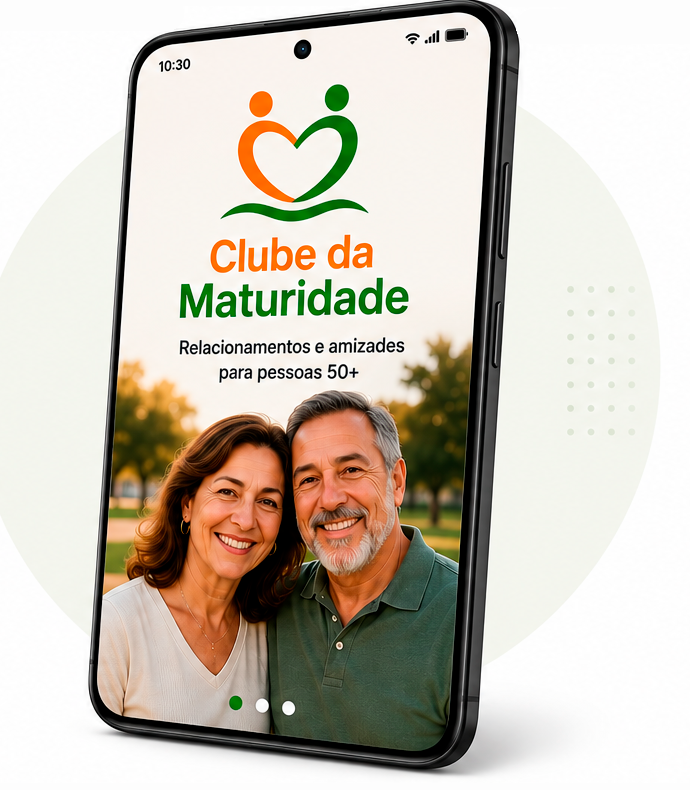 Aplicativo Clube da Maturidade em um smartphone